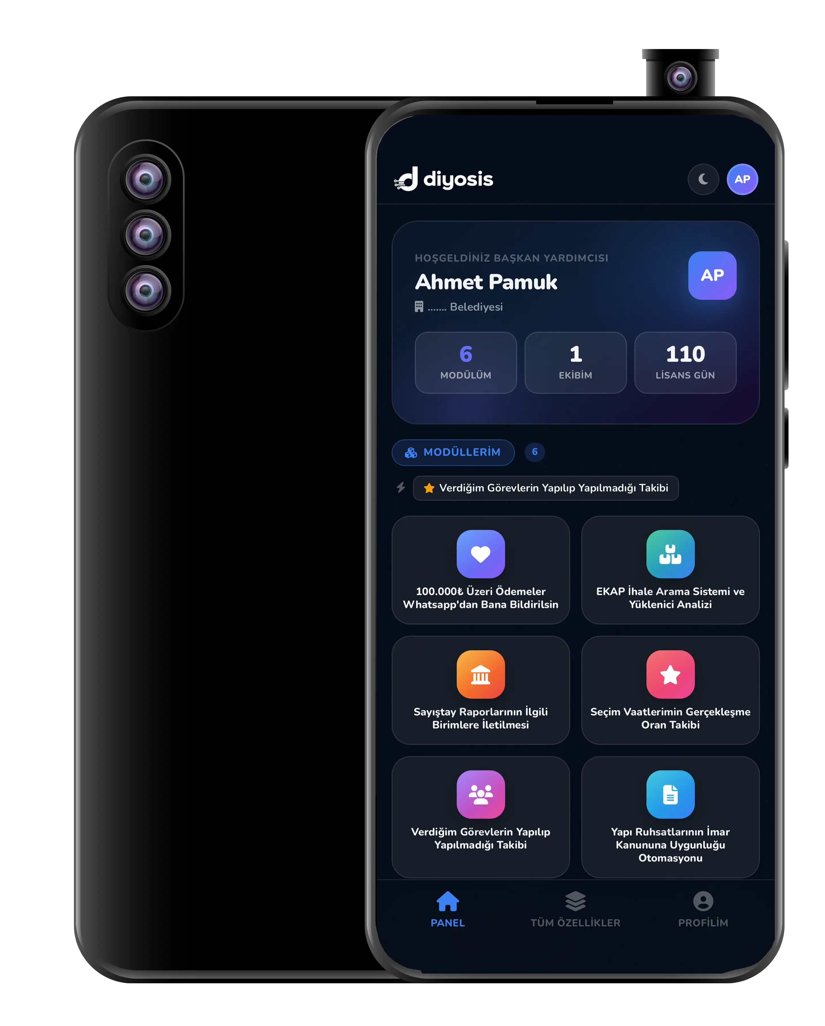 Diyosis uygulamasının android cihaz görüntüsü